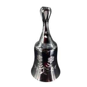 Antique Bohemian Czech Glass Crystal Cut To Clear Ruby Red Flower Pattern Bell